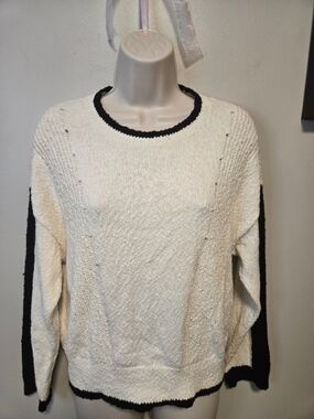 NWT Lou & Grey Cream Sweater with Black Trim